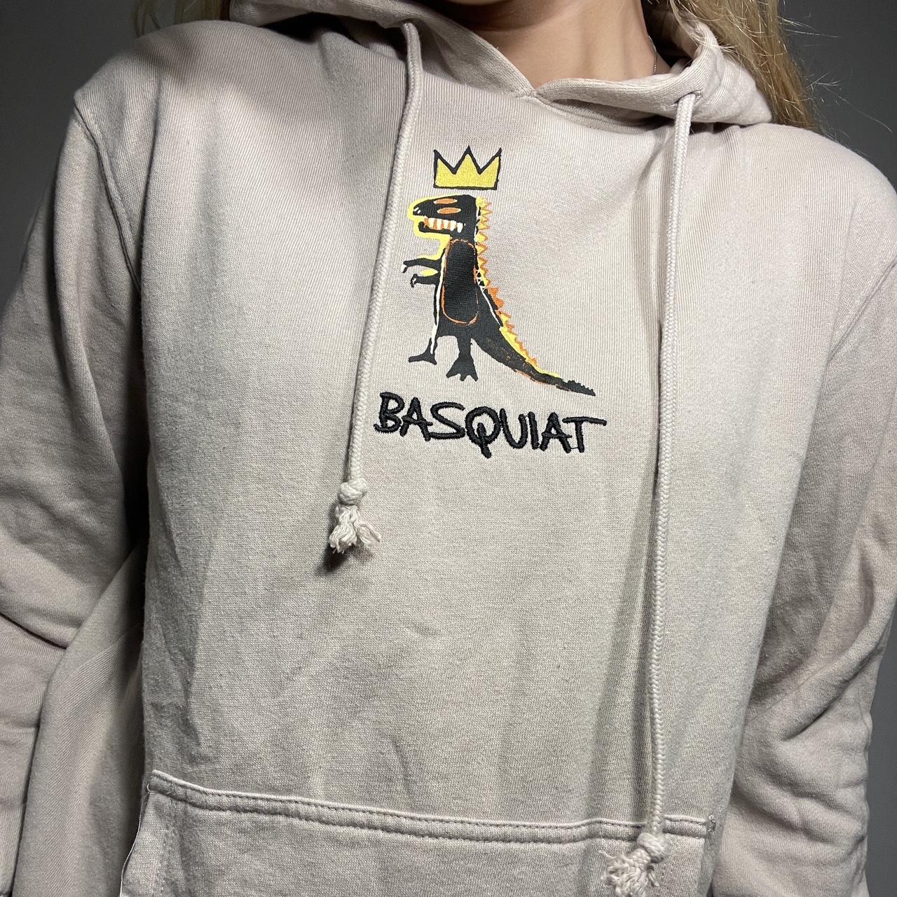 BASQUIAT dinosaur beige hoodie size medium open to Depop