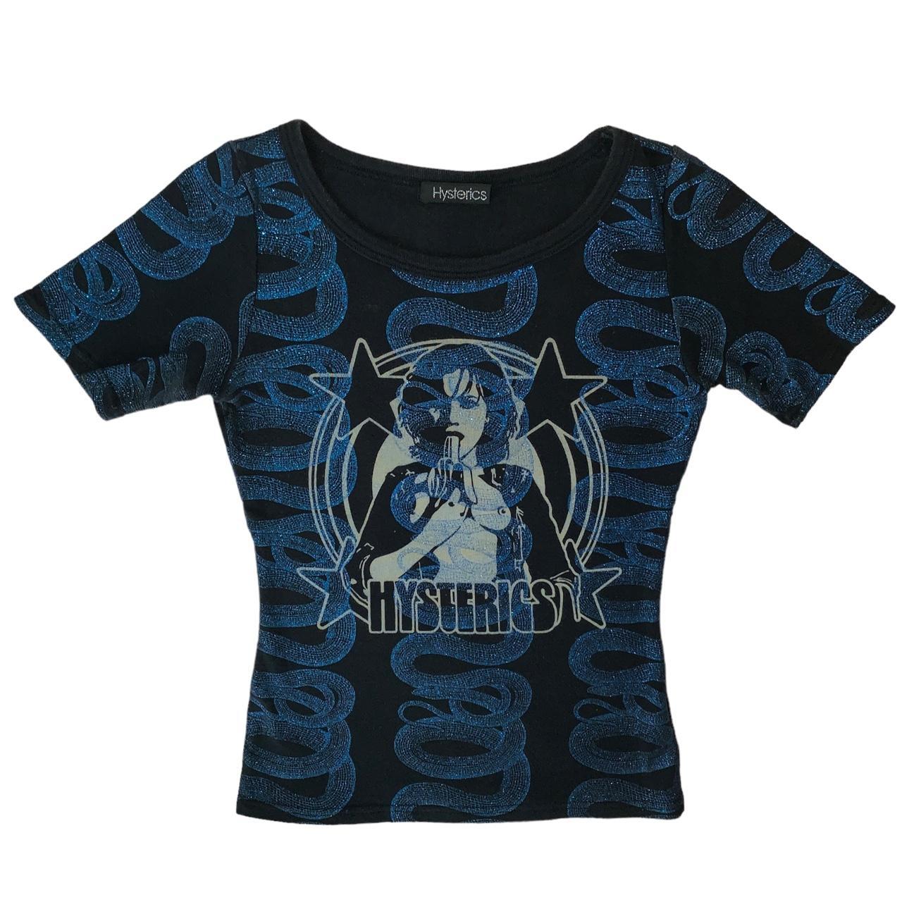 Hysteric Glamour Women's Black and Blue T-shirt | Depop