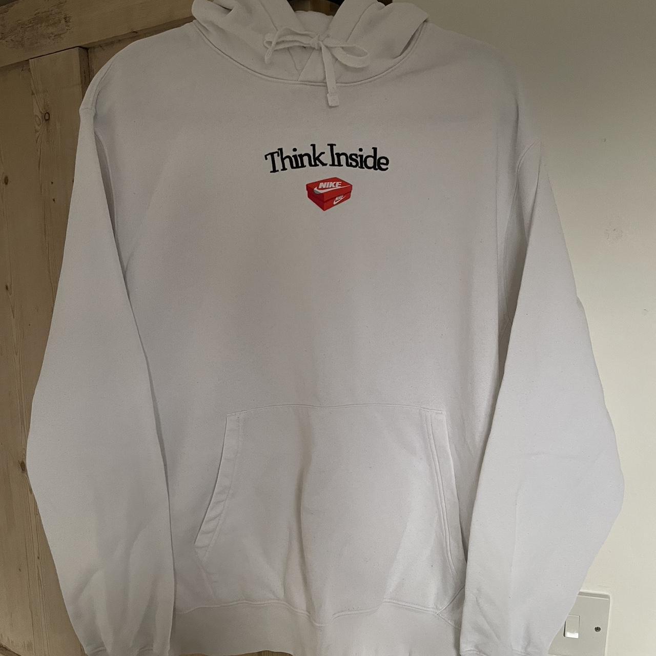 White Nike Think inside hoodie. Size Large. Rare