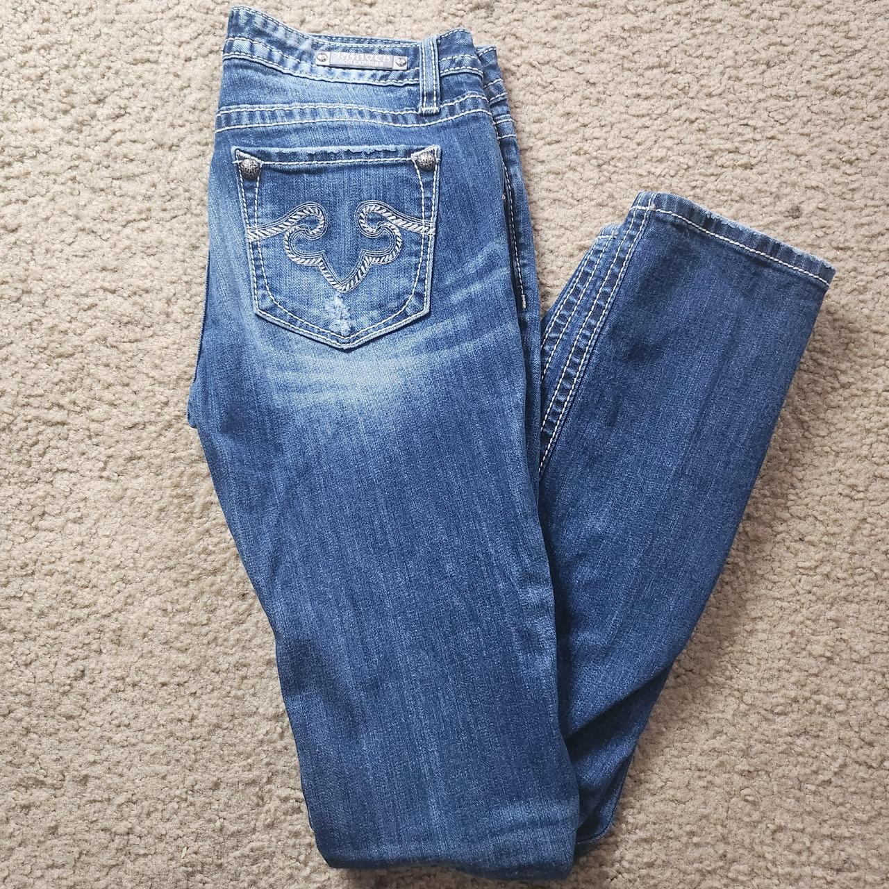 Contrast Distressed Rerock Jeans, Size: 6R