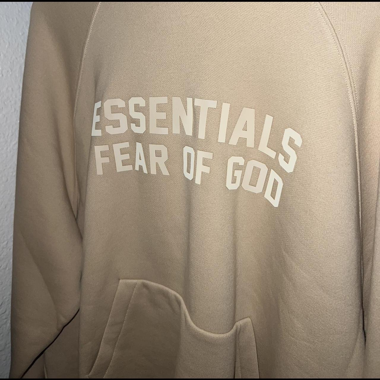 Fear of god discount essentials hoodie tan