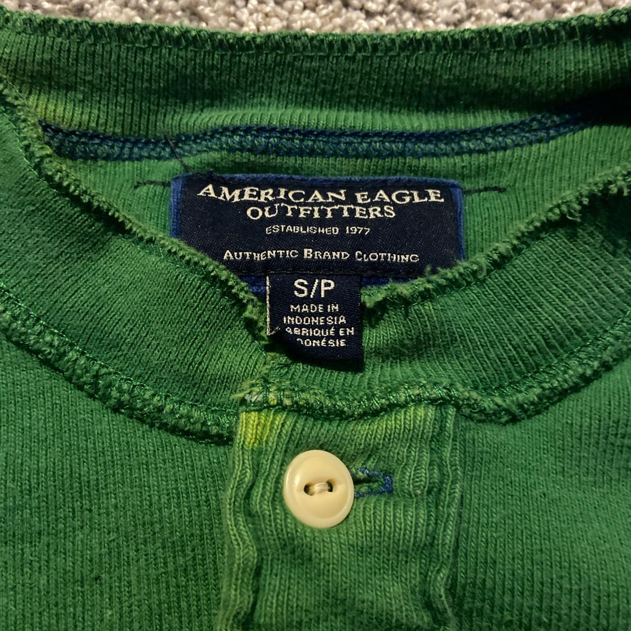 American Eagle Outfitters Women's Green and White Shirt (2)