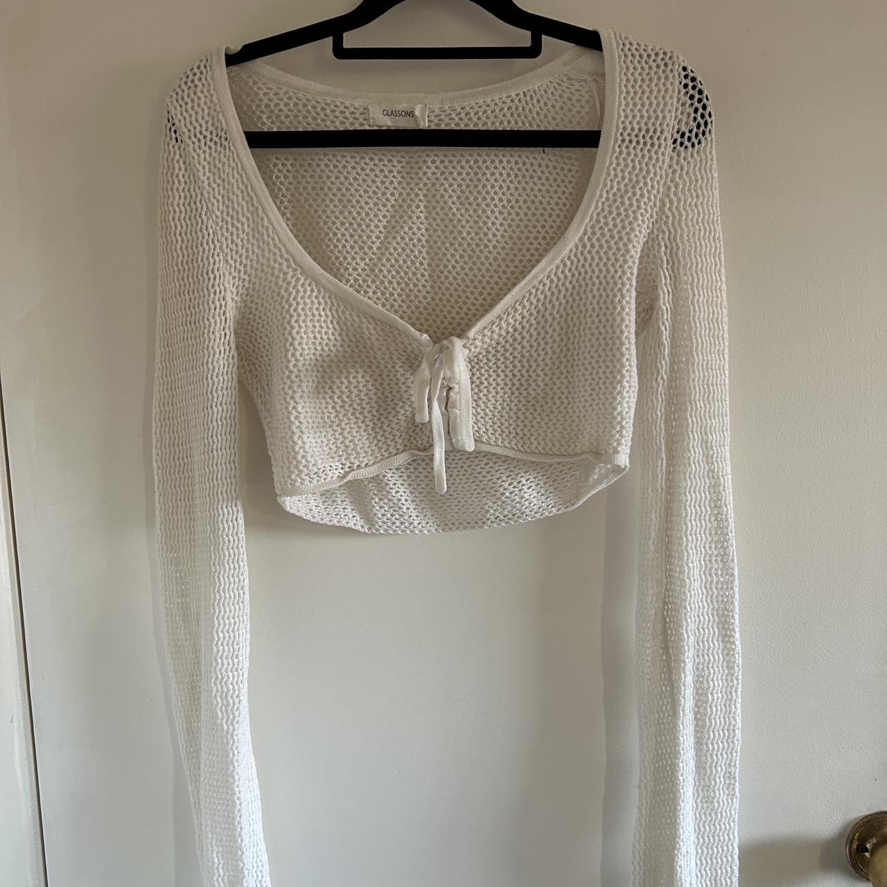 Glassons crochet long sleeve crop top Adjustable... Depop