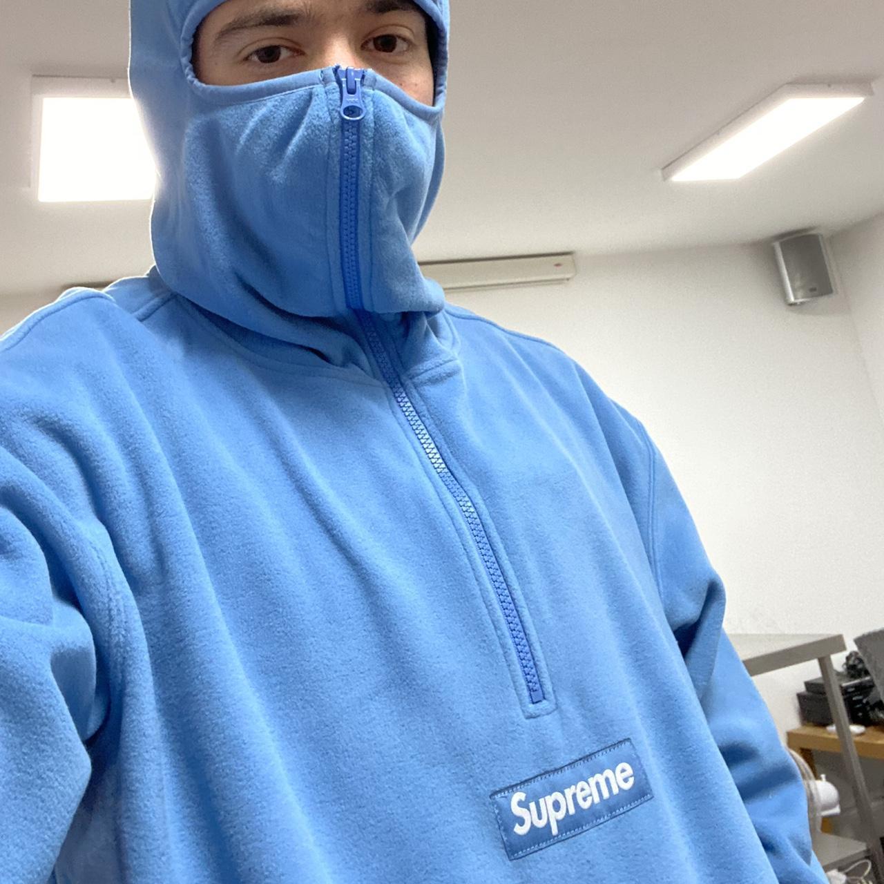 Supreme Men's Blue Hoodie Depop