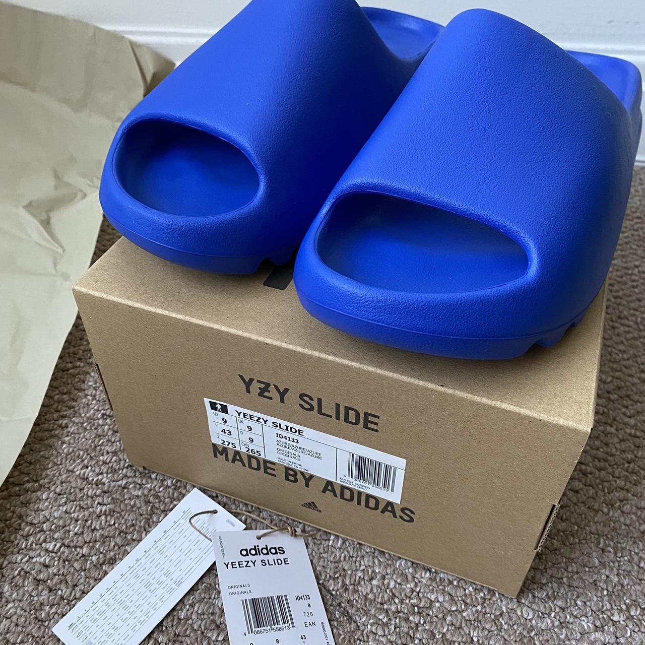 Yeezy Men's Blue Slides | Depop