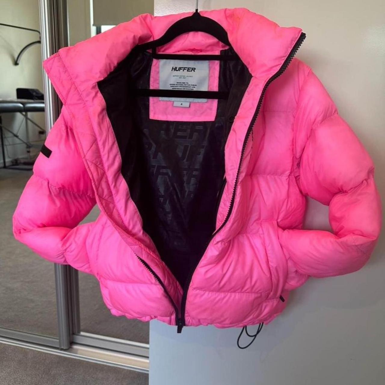 Pink Huffer Puffer jacket Used twice size 4 best. Depop