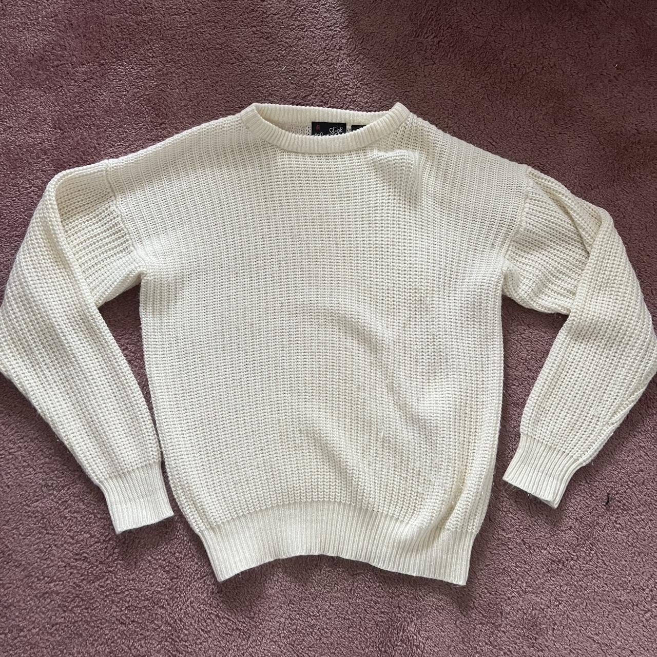 White/Cream Knit Sweater in Size M Very soft and... - Depop