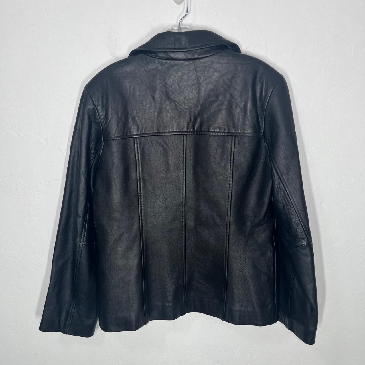 Jones New York Black Genuine Leather Button-down fashion Jacket