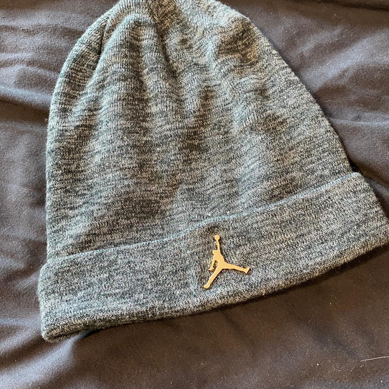 Jordan Beanie/Hat Grey & Gold Condition Like... Depop