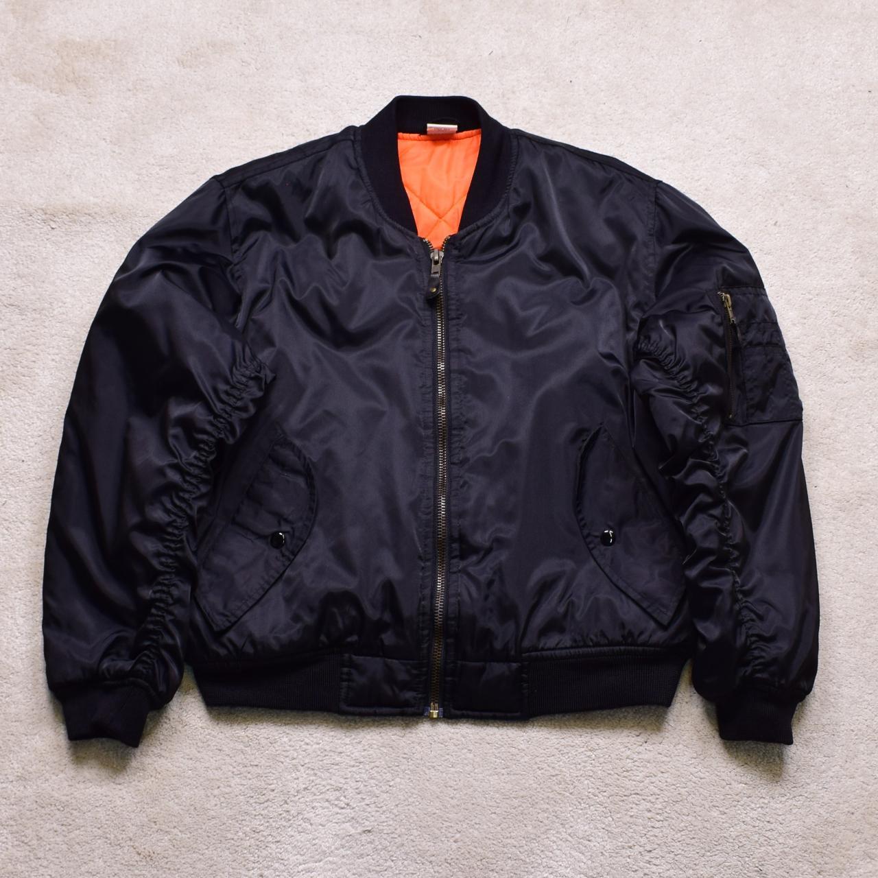 Vintage 90s Black Classic Bomber Jacket Size... - Depop