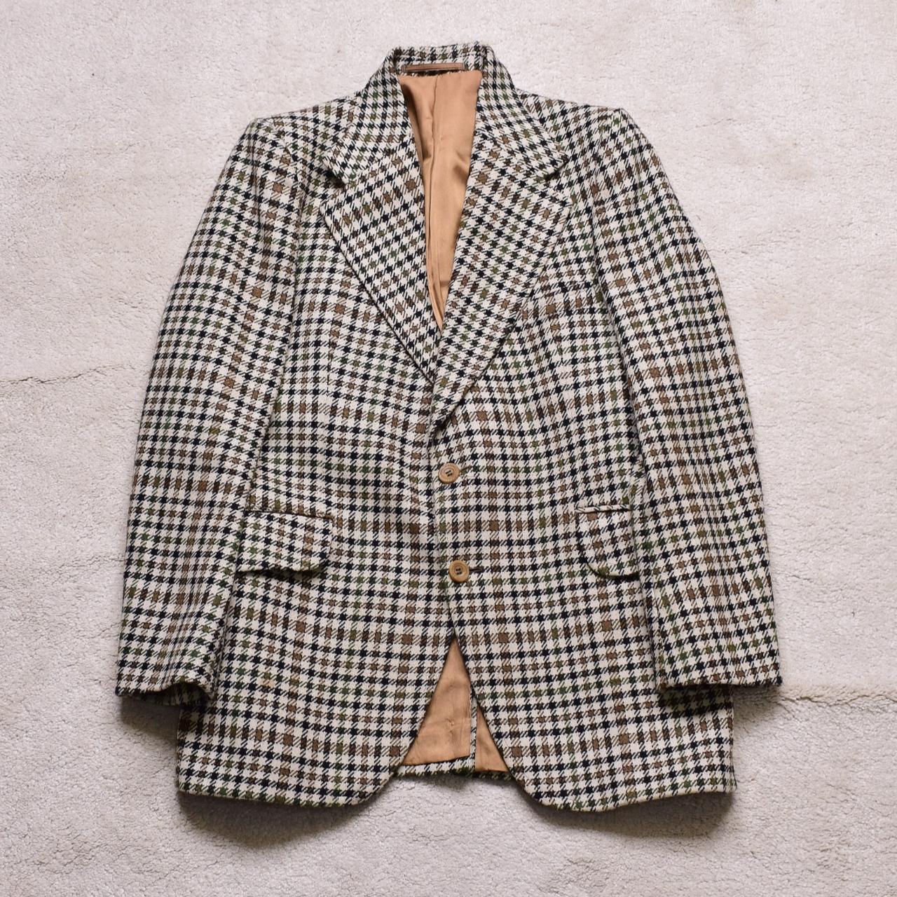 Vintage 70s/80s Burton Beige Wool Check Blazer... - Depop