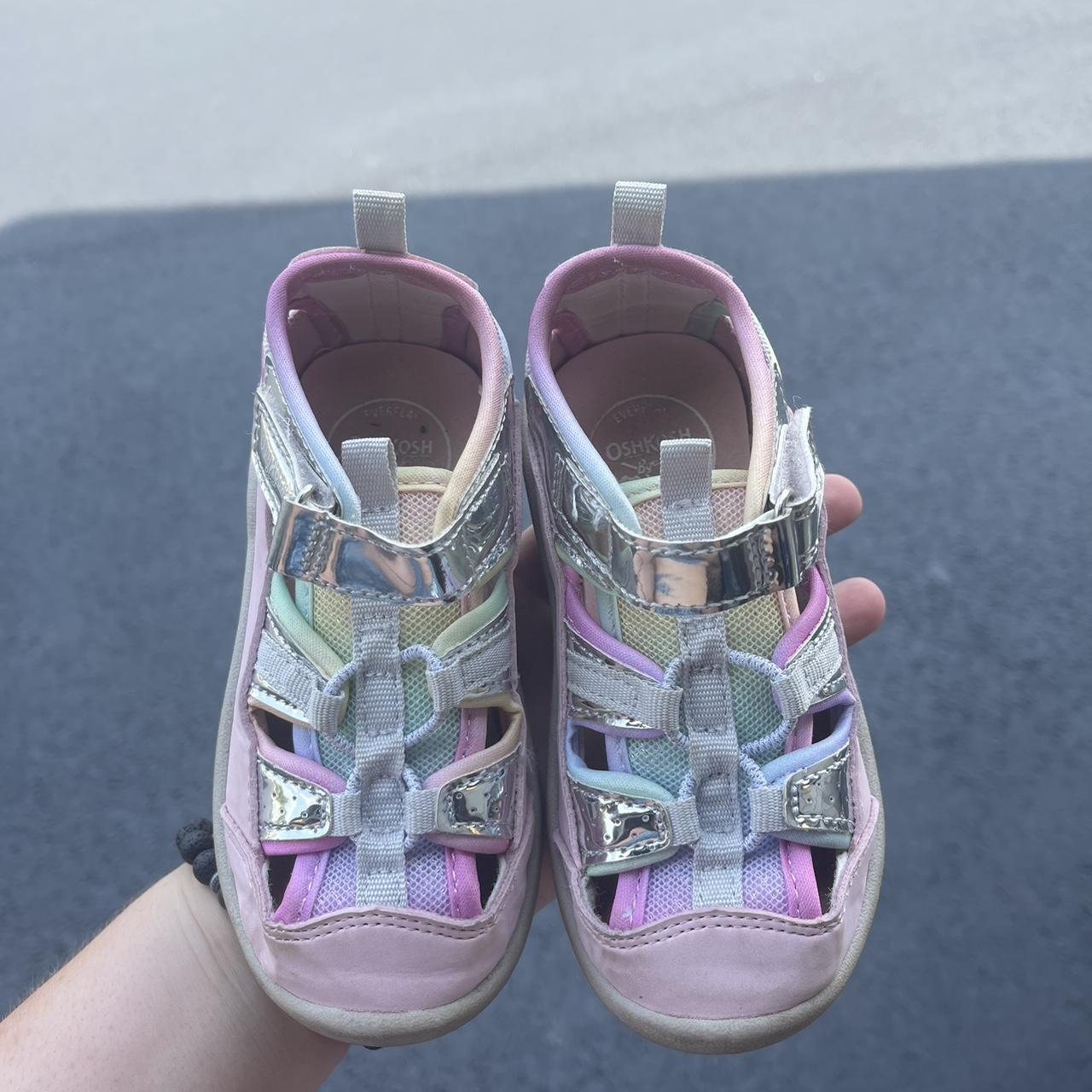 OSHKOSH LITTLE SHOES rainbow & silver kids... - Depop