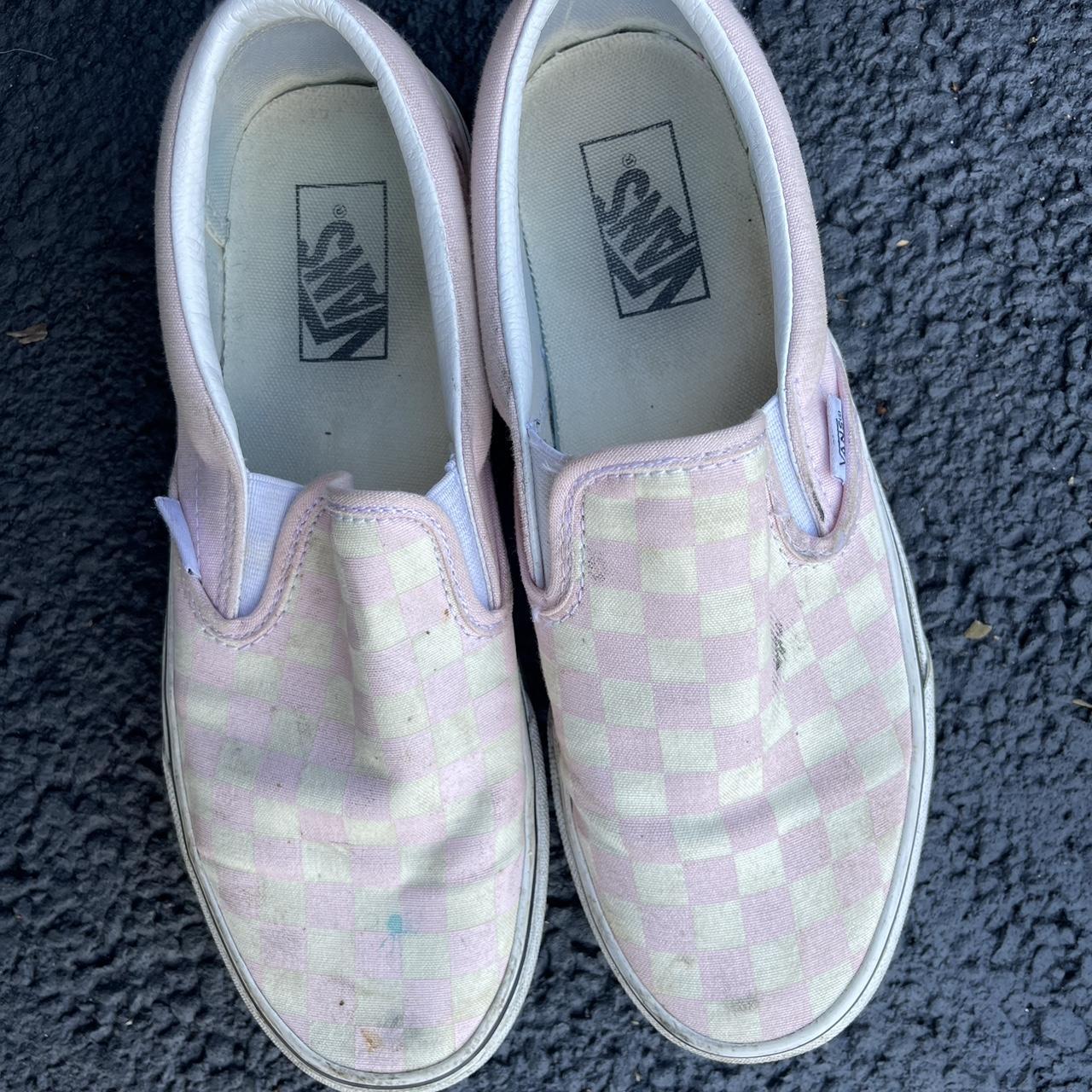 pastel pink checkered vans