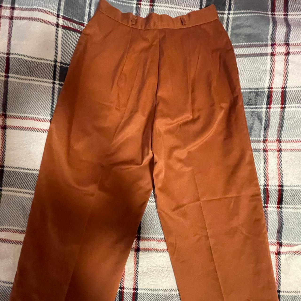 Orange Tailored Pants - pinned on me - waist is 13 - Depop