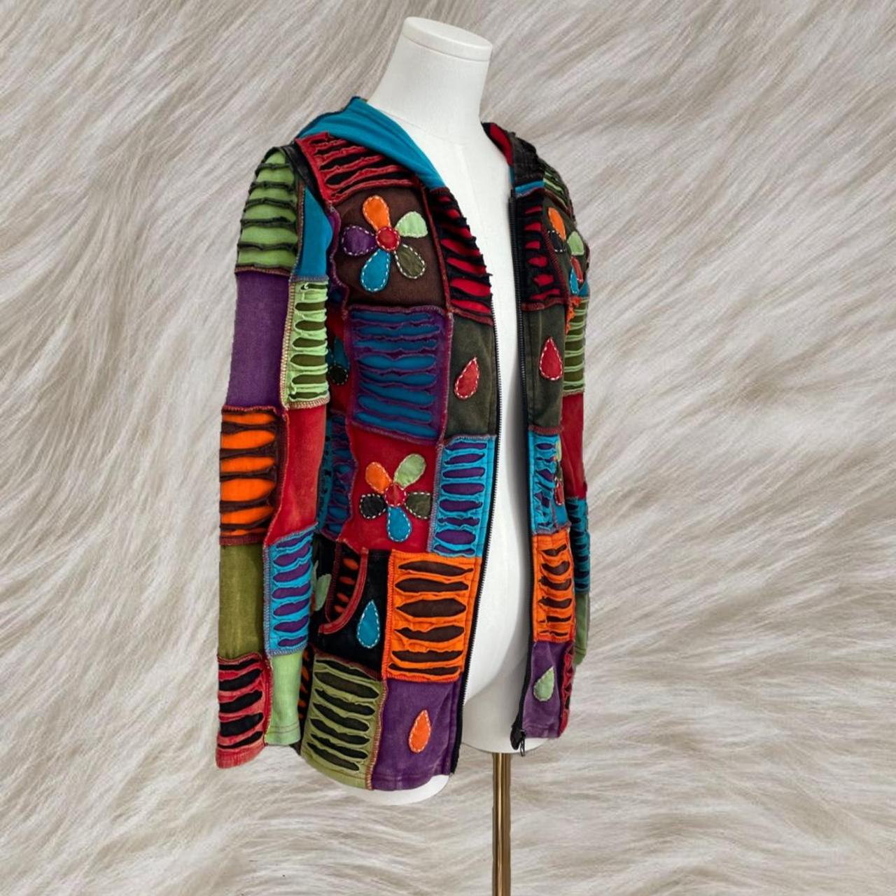 Women's Jacket - Multi - S – Earthy patchwork jac… - image 2