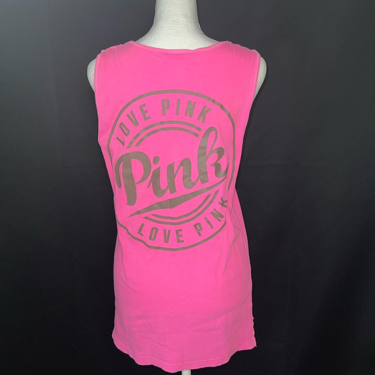 Victoria's Secret pink shirt Y2K pink tank with love - Depop