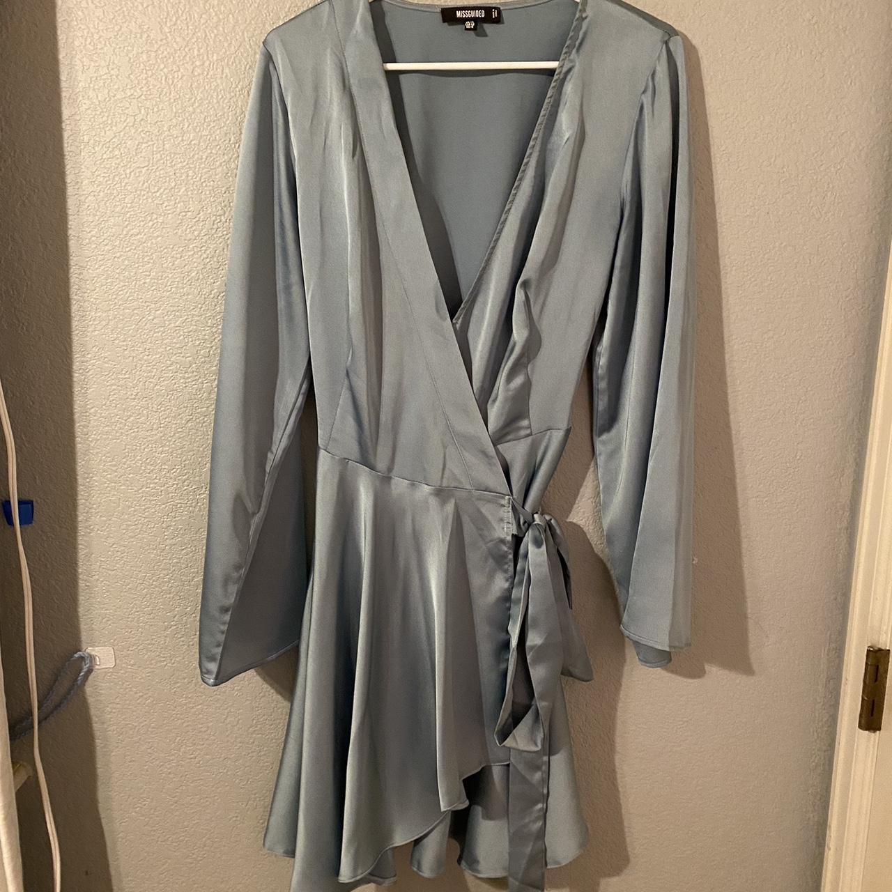 Missguided blue best sale wrap dress