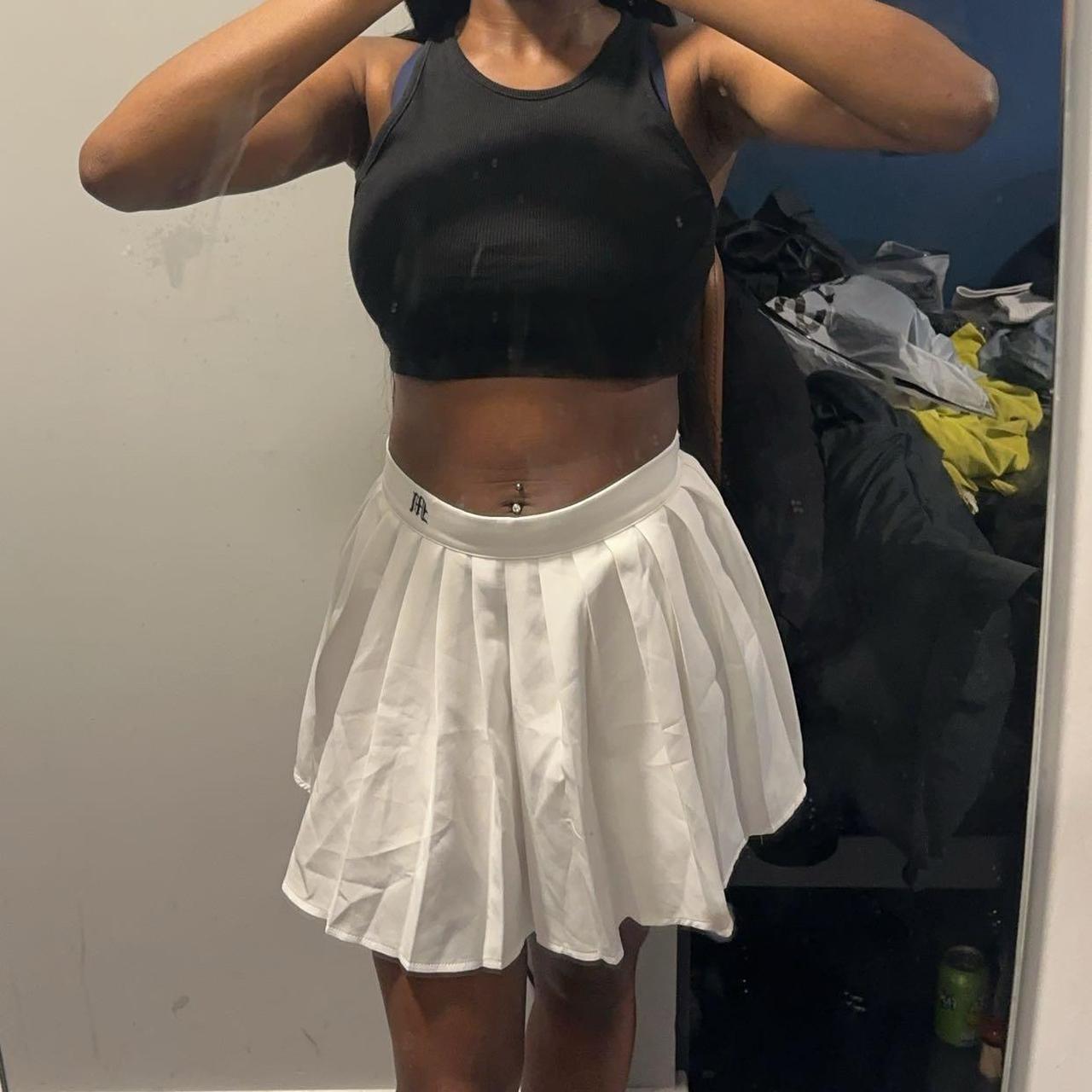 White Pleated mini skort - M (fits like L) (retail... - Depop
