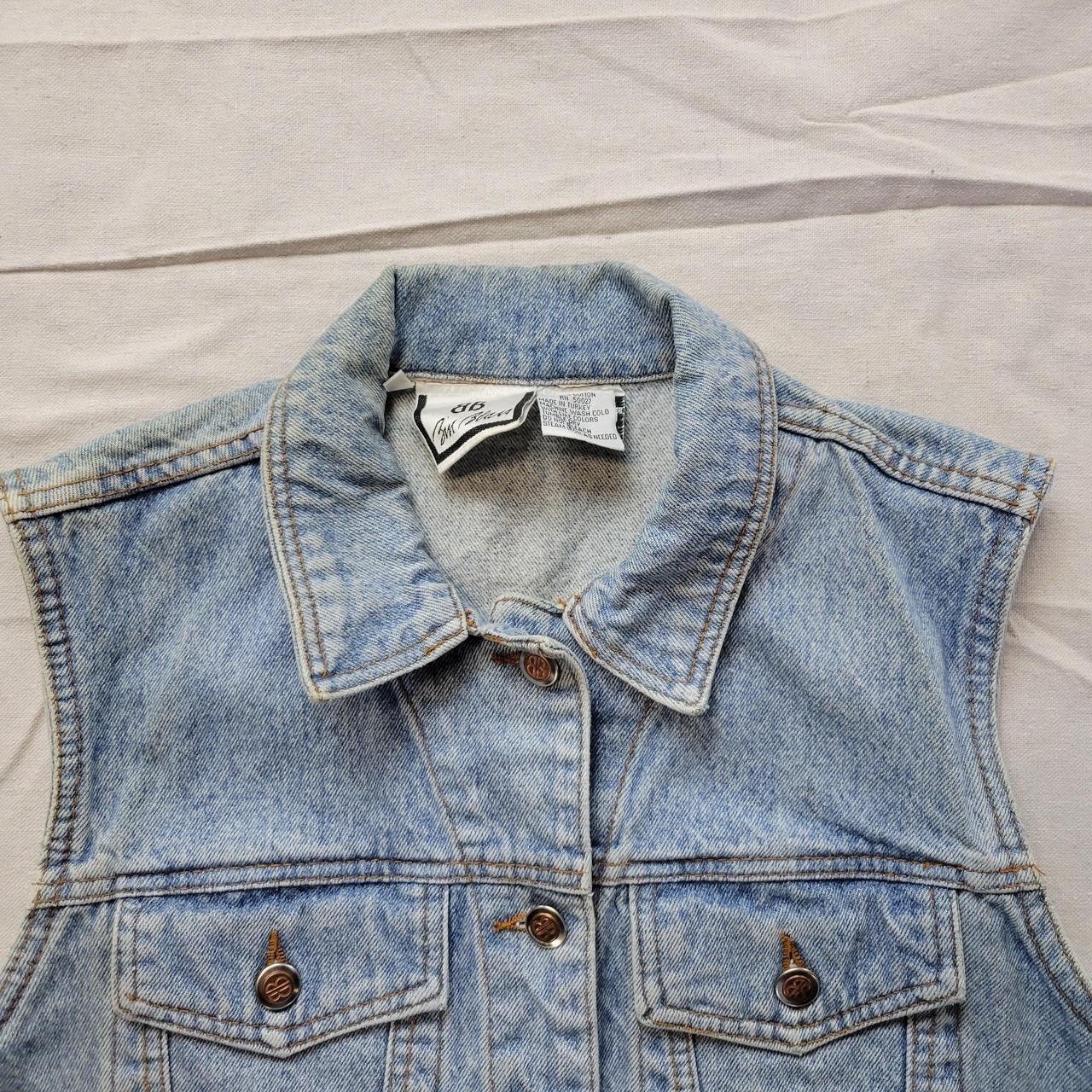 Vintage denim jacket vest 90s light wash denim... - Depop