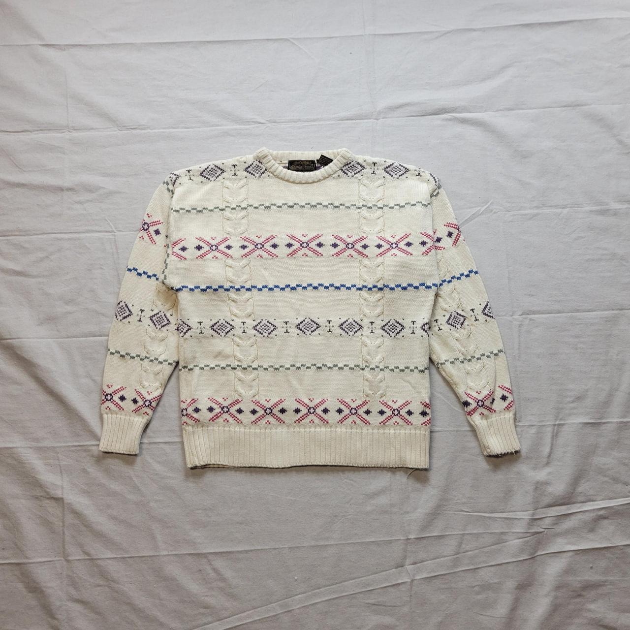 Vintage knit sweater Eddie Bauer cream Amazing 80s... - Depop