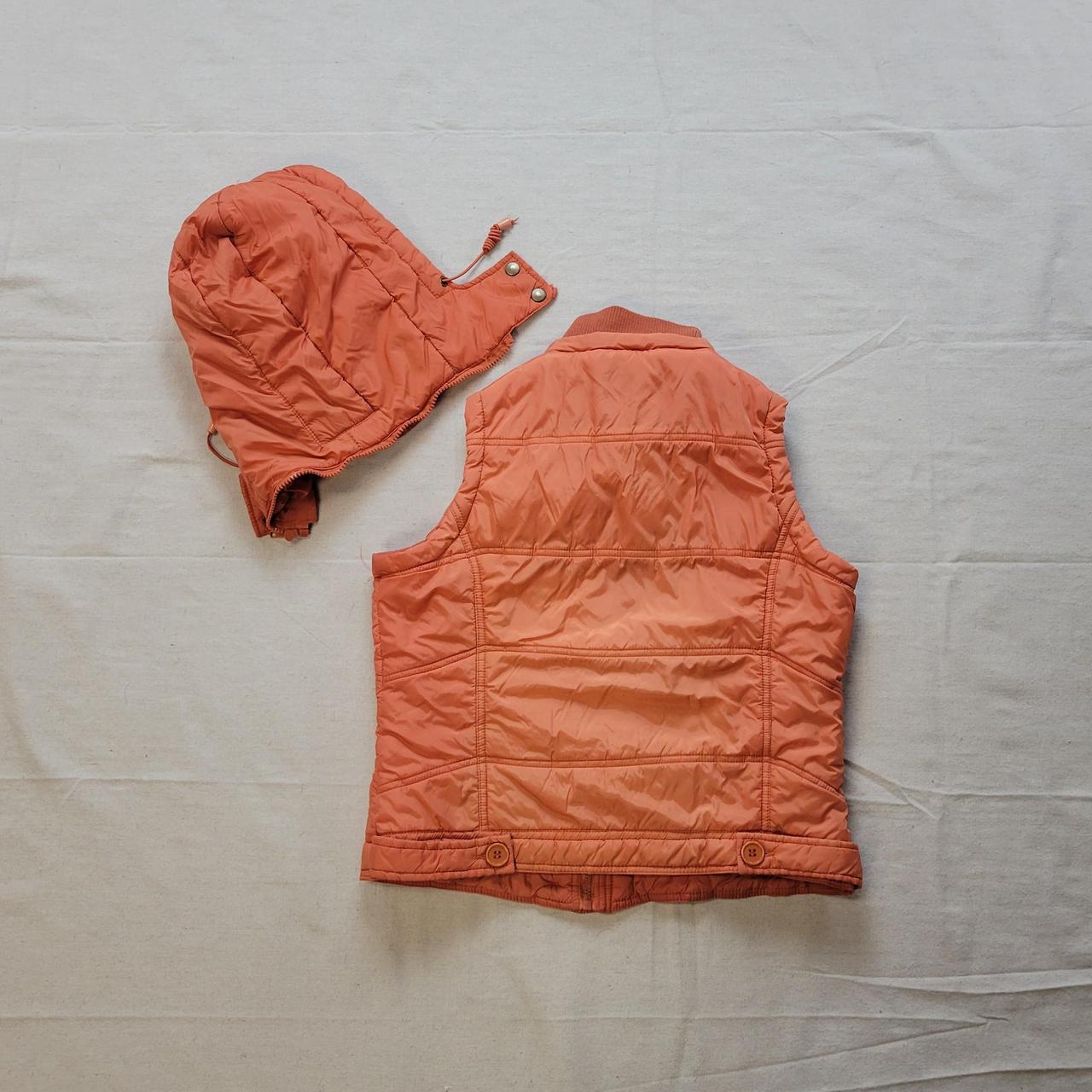 Vintage y2k vest puffer Amazing 2000s orange zip up... - Depop