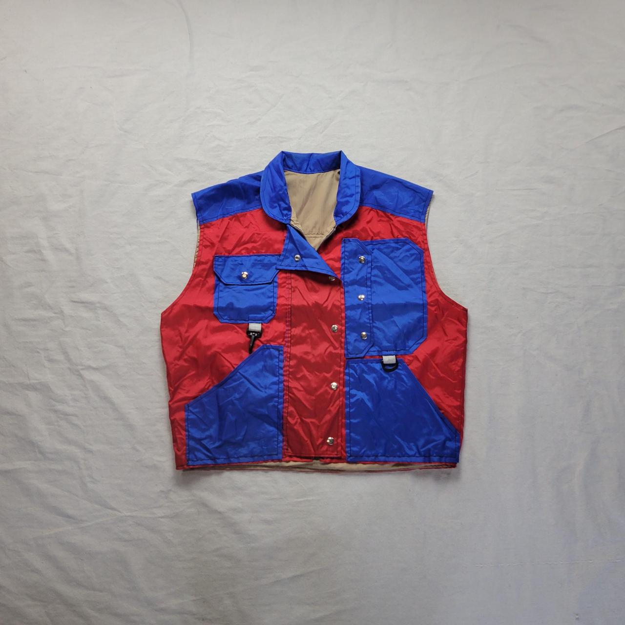 Men's Red and Blue Gilet | Depop