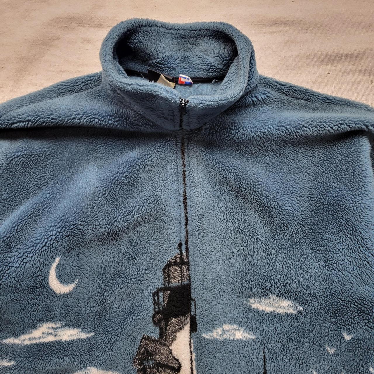 Vintage fleece coat lighthouse pattern Amazing... Depop