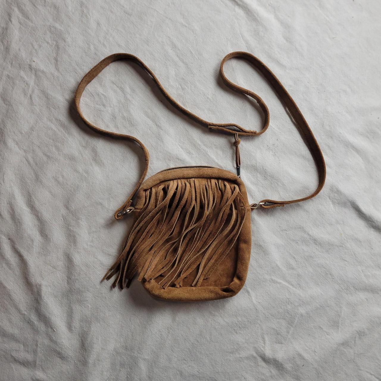 Boho Fringe Leather Crossbody Purse