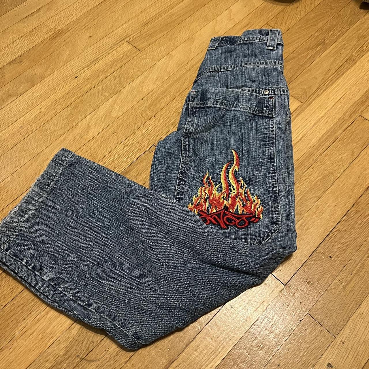 JNCO Women's Navy and Blue Jeans | Depop