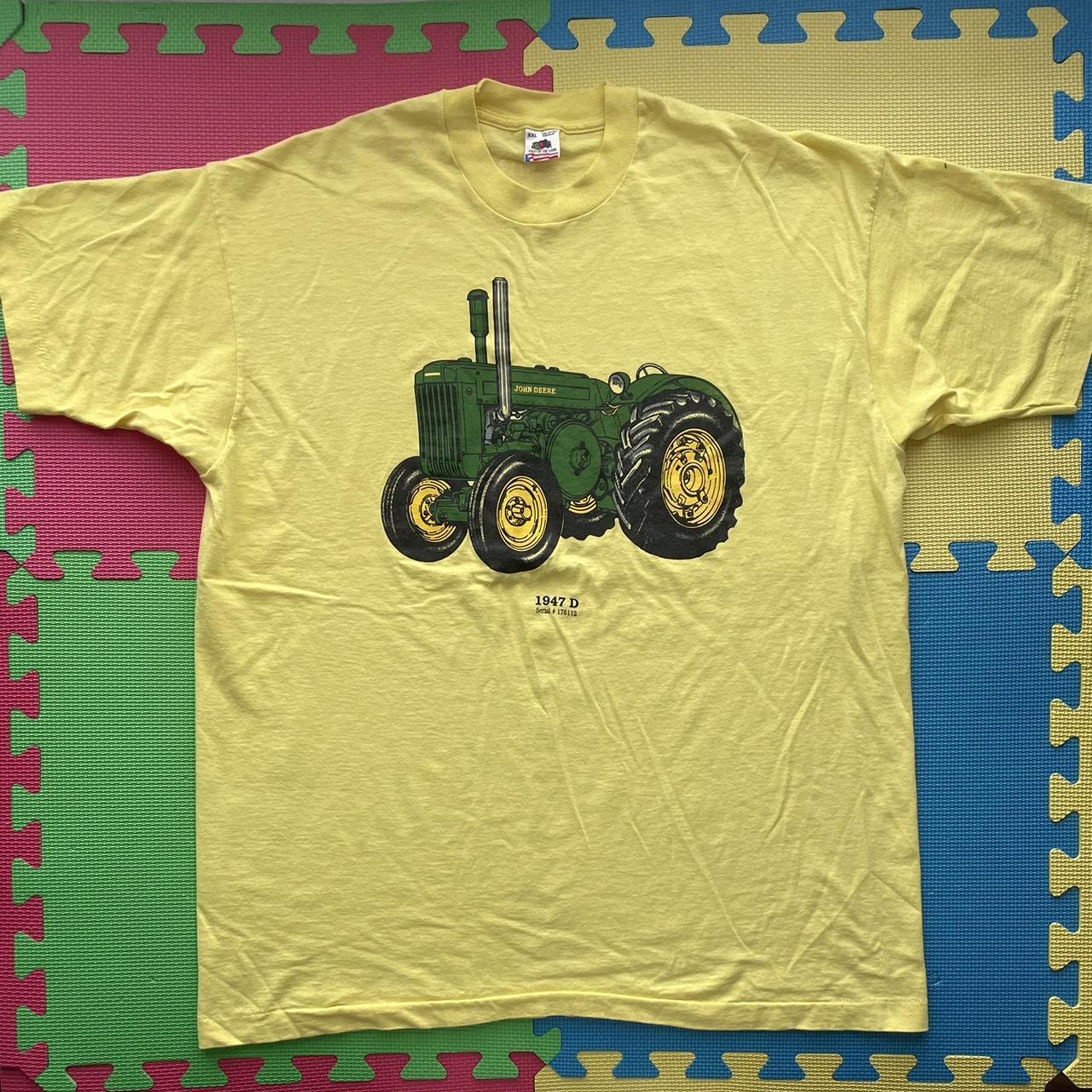 American Vintage Men's Yellow and Green Tshirt Depop