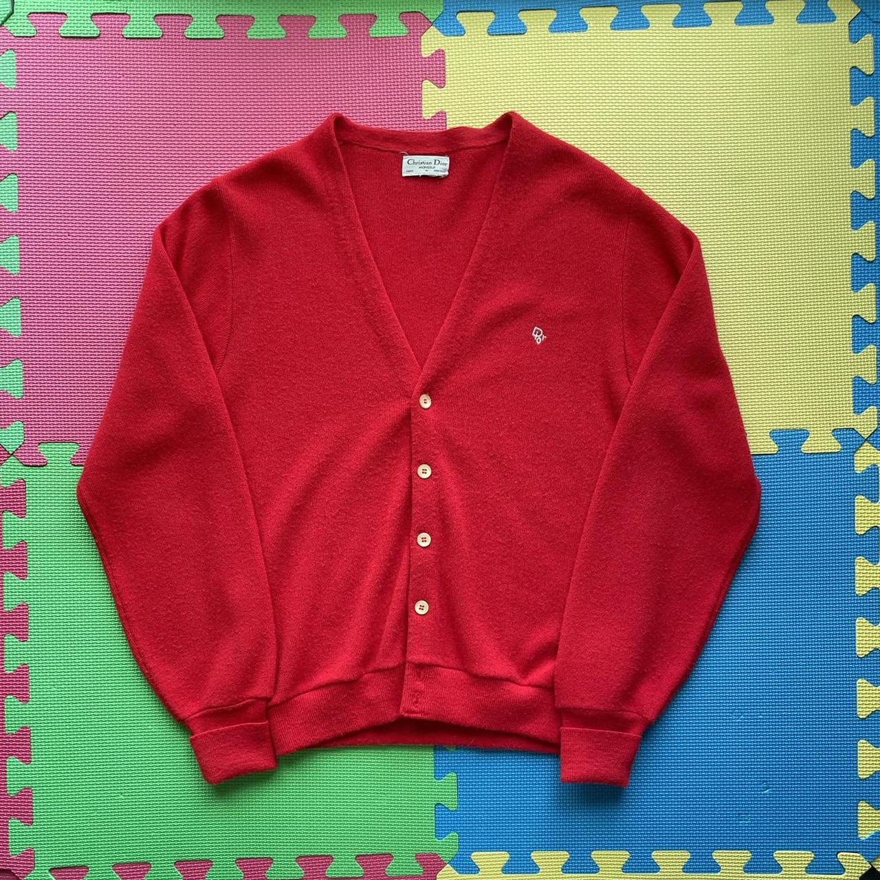 Dior Men's Red and White Cardigan | Depop