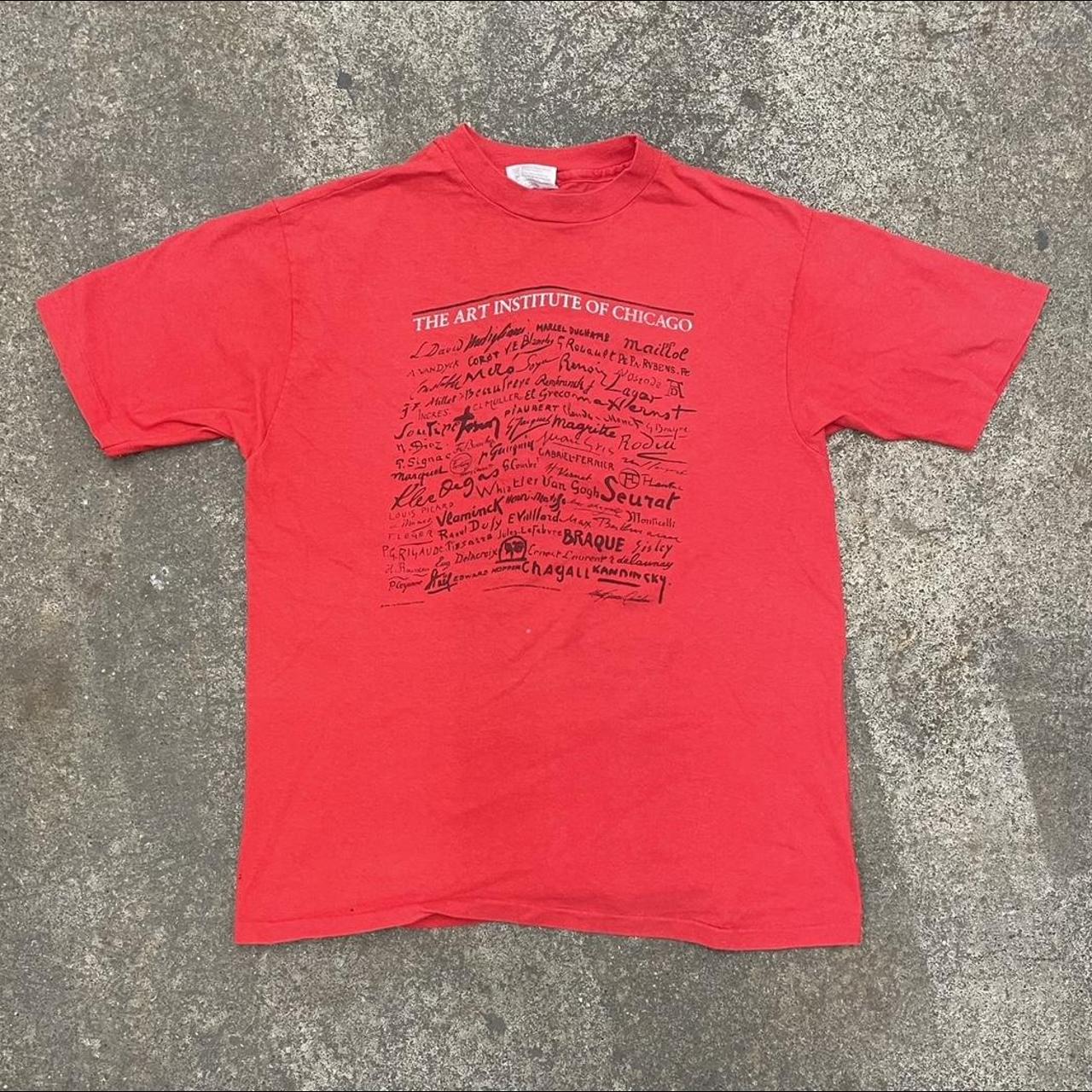Vintage art institute of Chicago tee, Tagged L, Pits:...