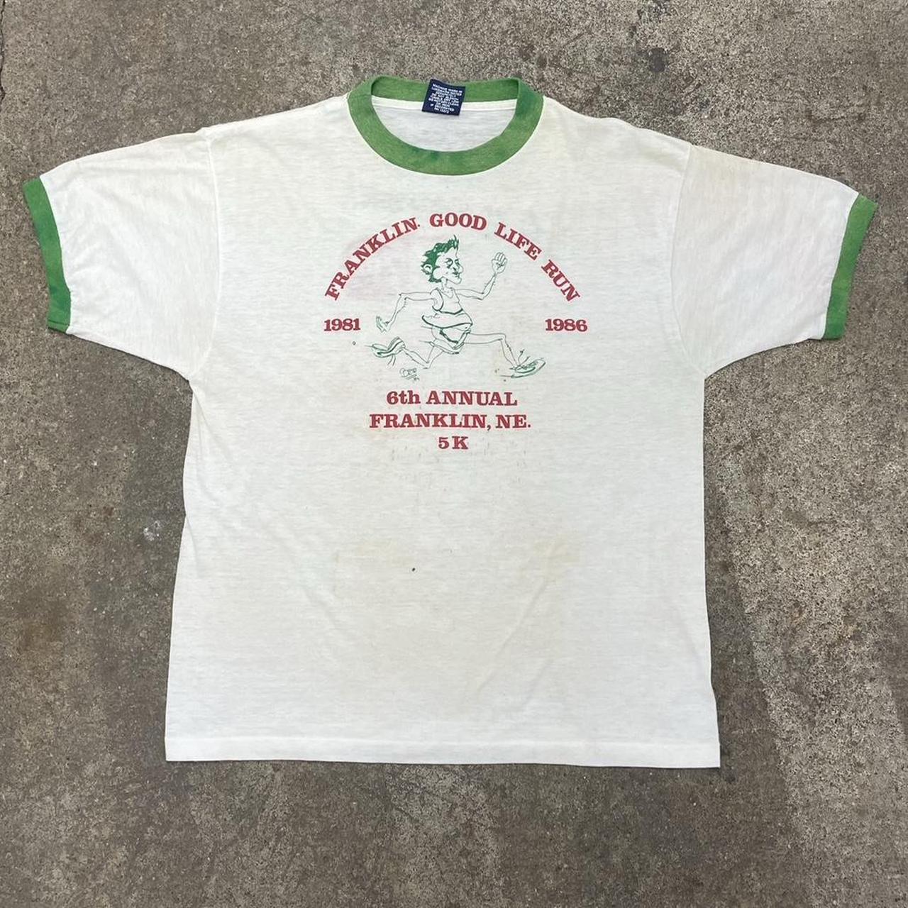 Vintage 70s green racing ringer tee Tagged XL Pits:... - Depop