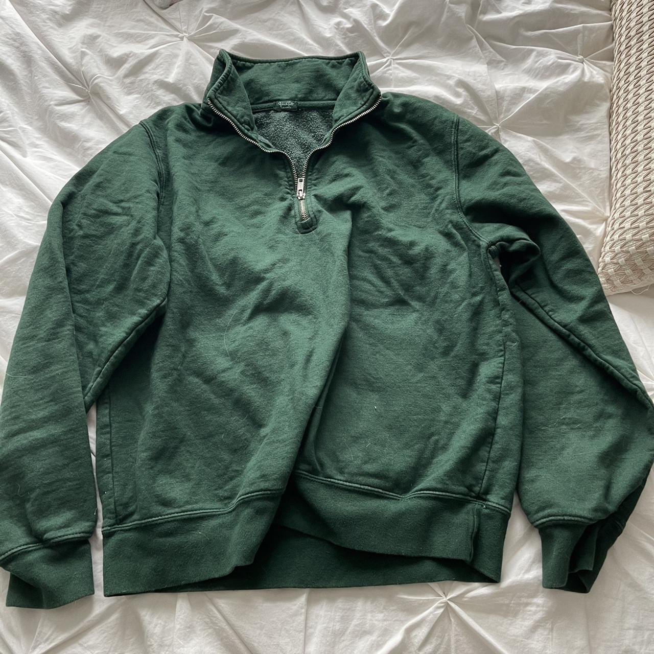 Brandy Melville half zip green sweatshirt One size... Depop