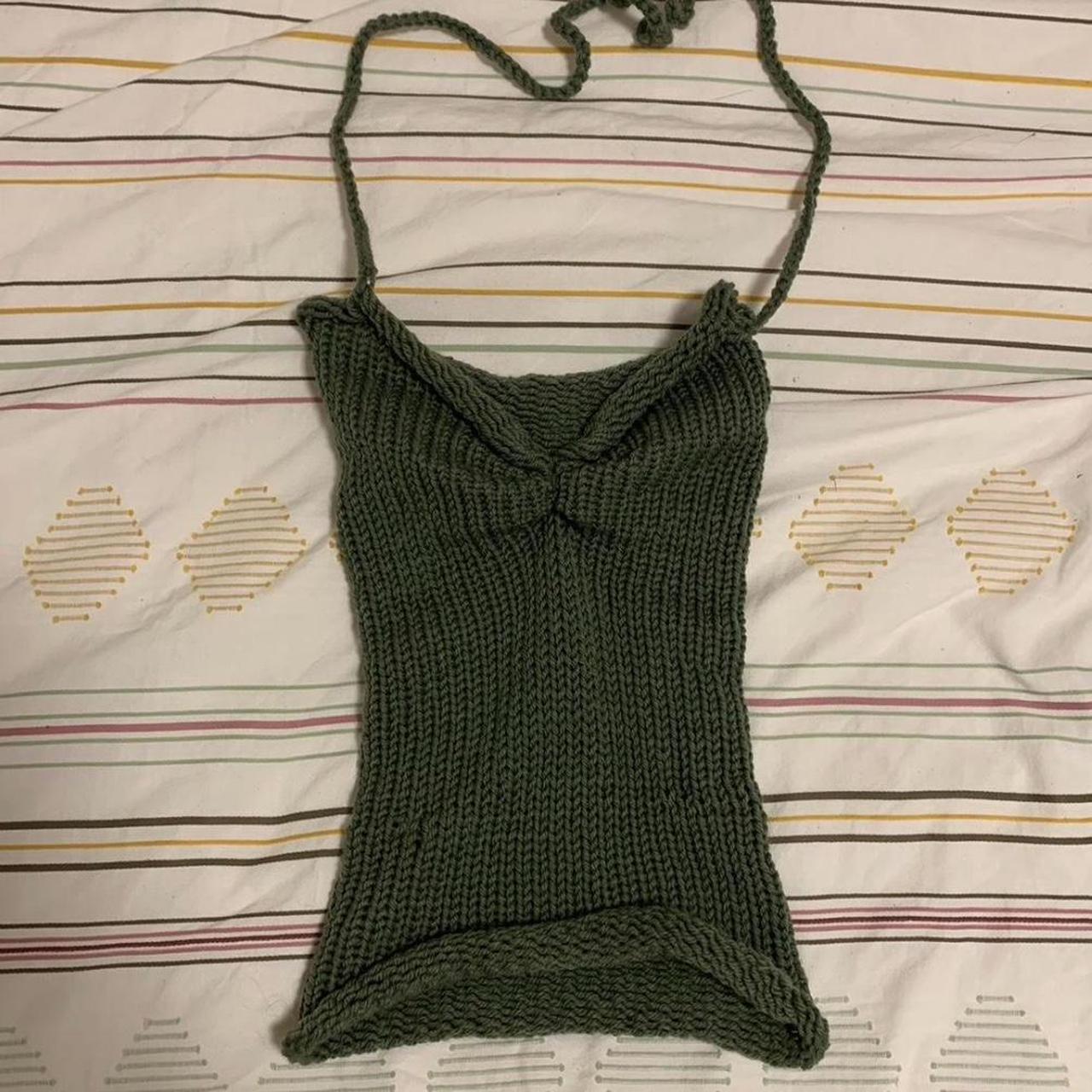 Handmade Olive Green Halter Top Stretchy And Depop