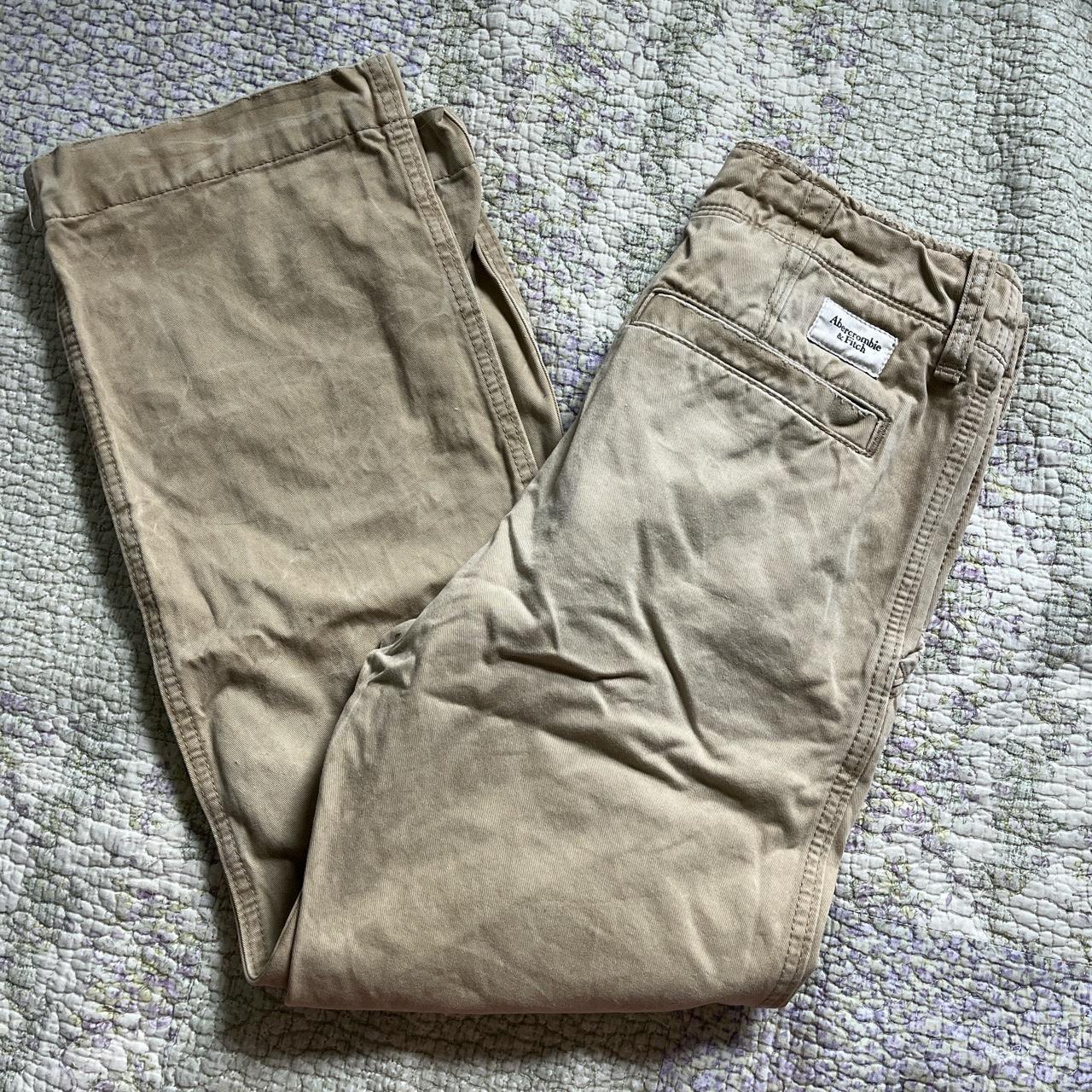 abercrombie & fitch khaki pants has ties in the... - Depop