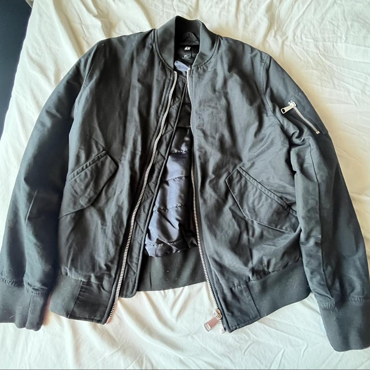 H&M Black Bomber Jacket Size Small fits small to... - Depop