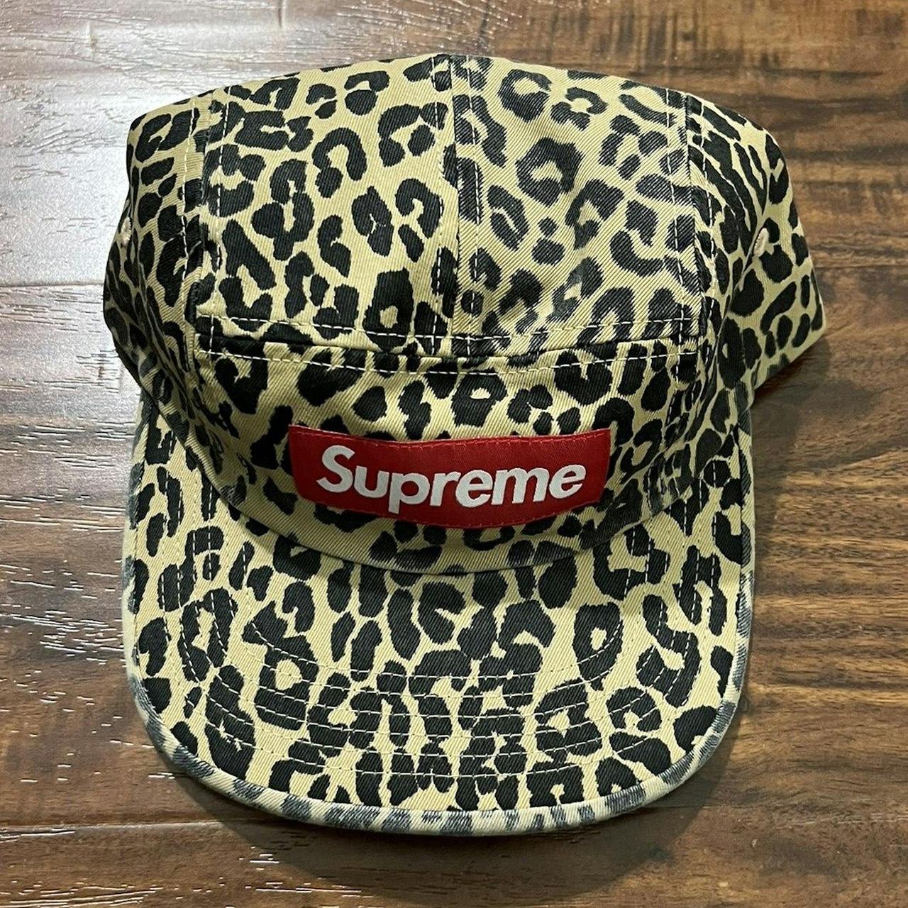 Supreme Washed Chino Twill Camp Cap, Leopard...