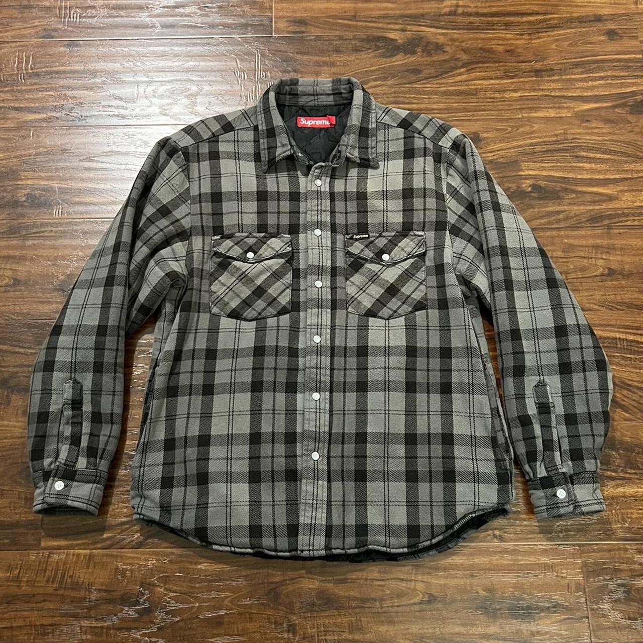 【良品】シュプリーム ラインド フランネル スナップ シャツ ブラック M Supreme Lined Flannel Snap Shirt 