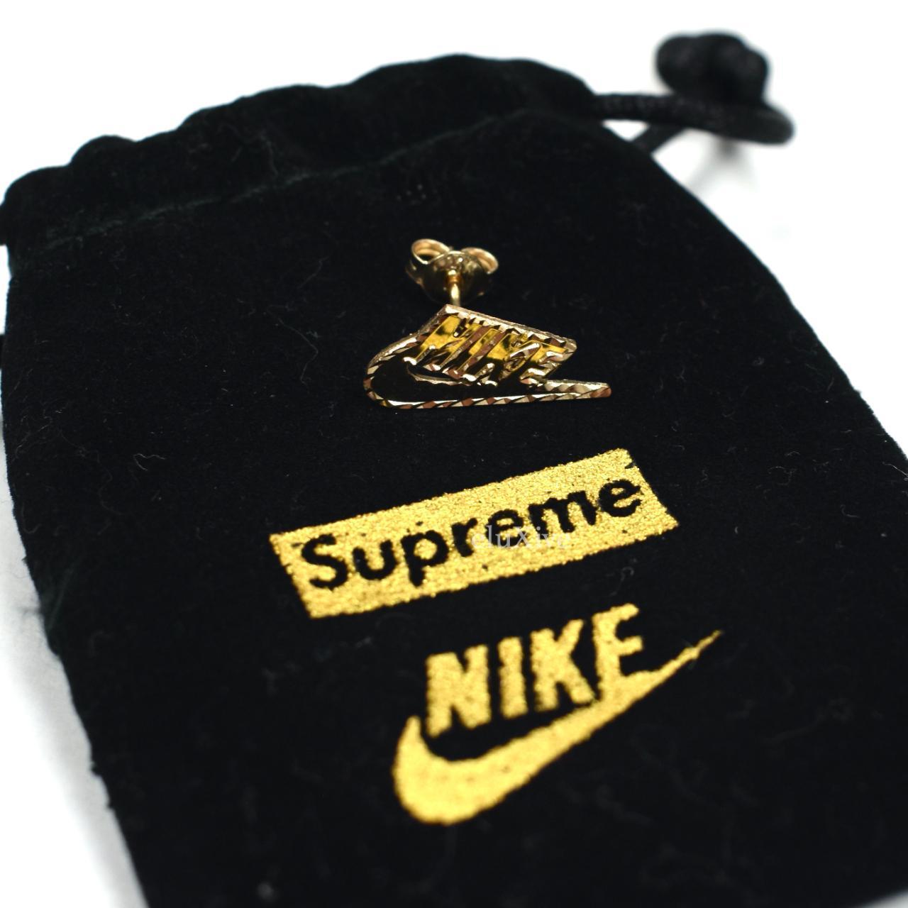 Supreme x Nike 14K Solid Gold Swoosh Logo Earring | Depop