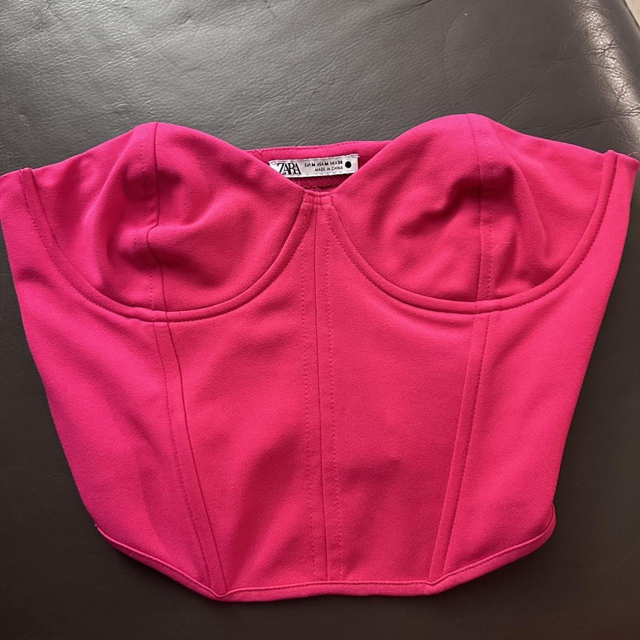 zara pink corset crop top size M Depop