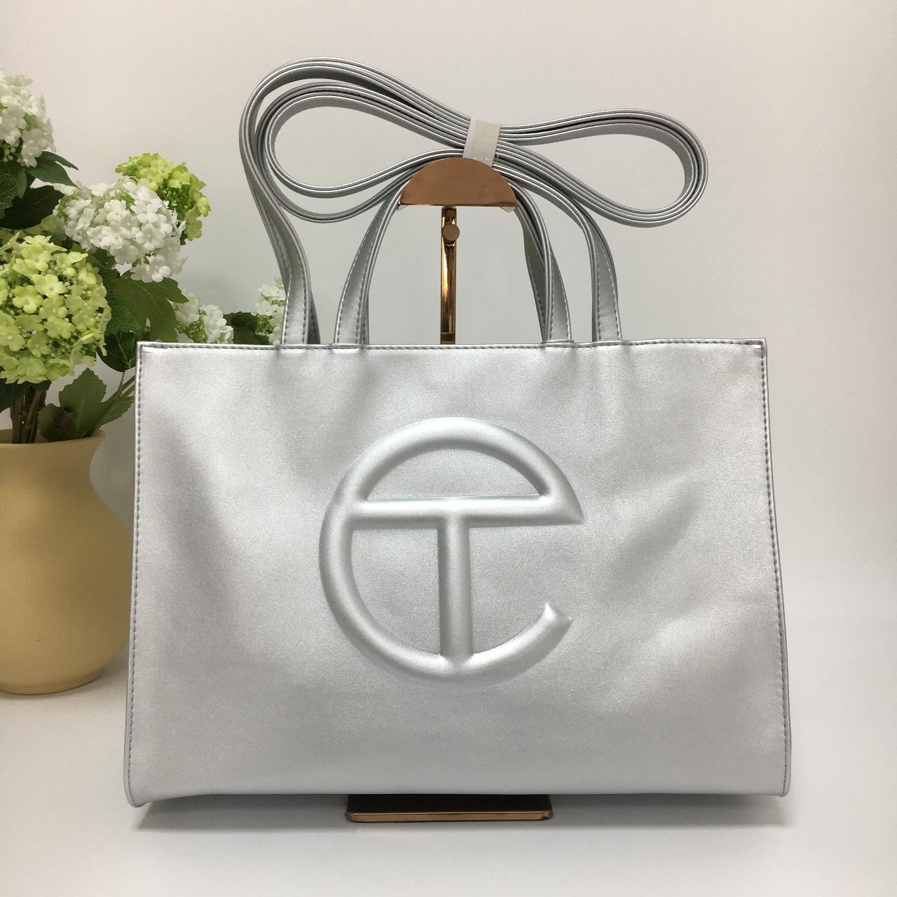 telfar medium shopping bag silver