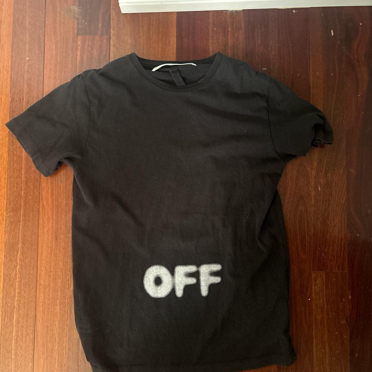 Off-white t shirt size L good condition small hole... - Depop