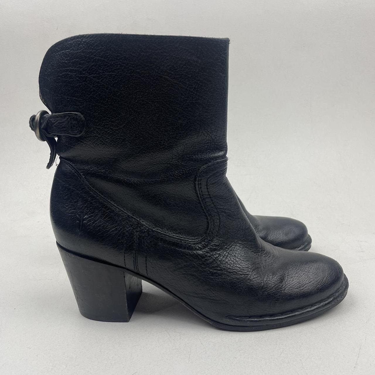 Frye Lucinda Black Leather Short Ankle Boots Depop