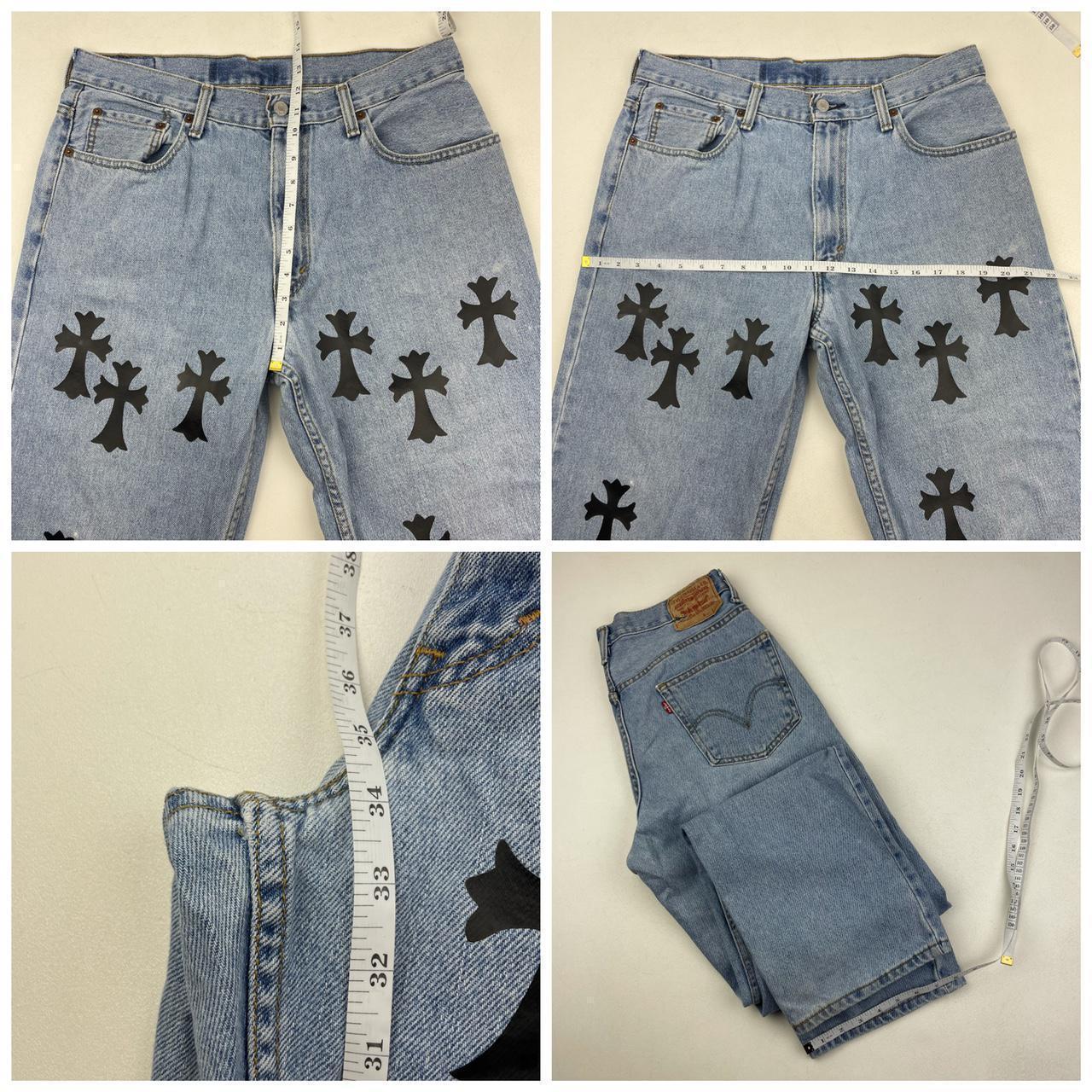 Chrome Hearts x Vintage Levi's 550 High Waist Custom | Depop