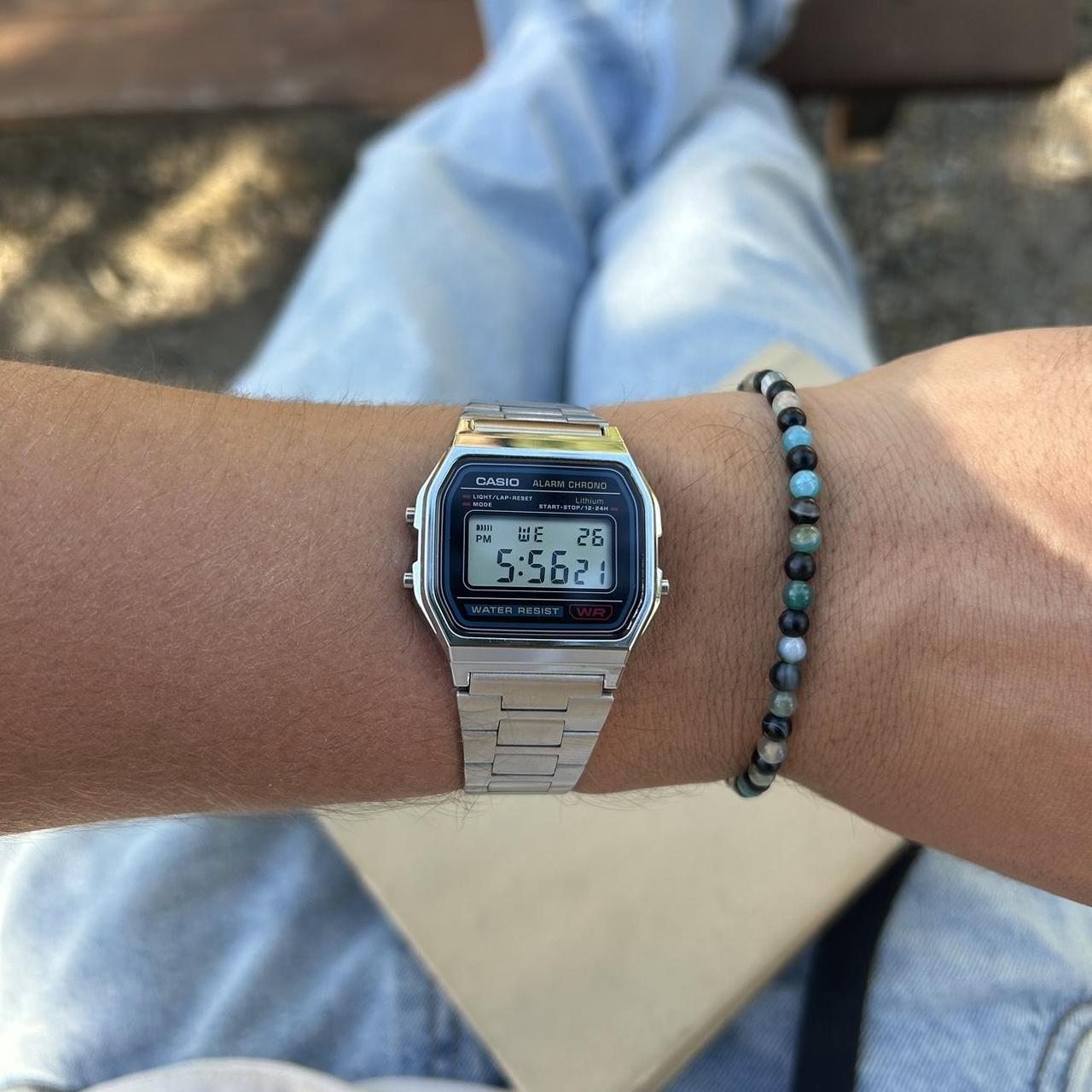 Casio silver digital watch Unisex barely used - Depop