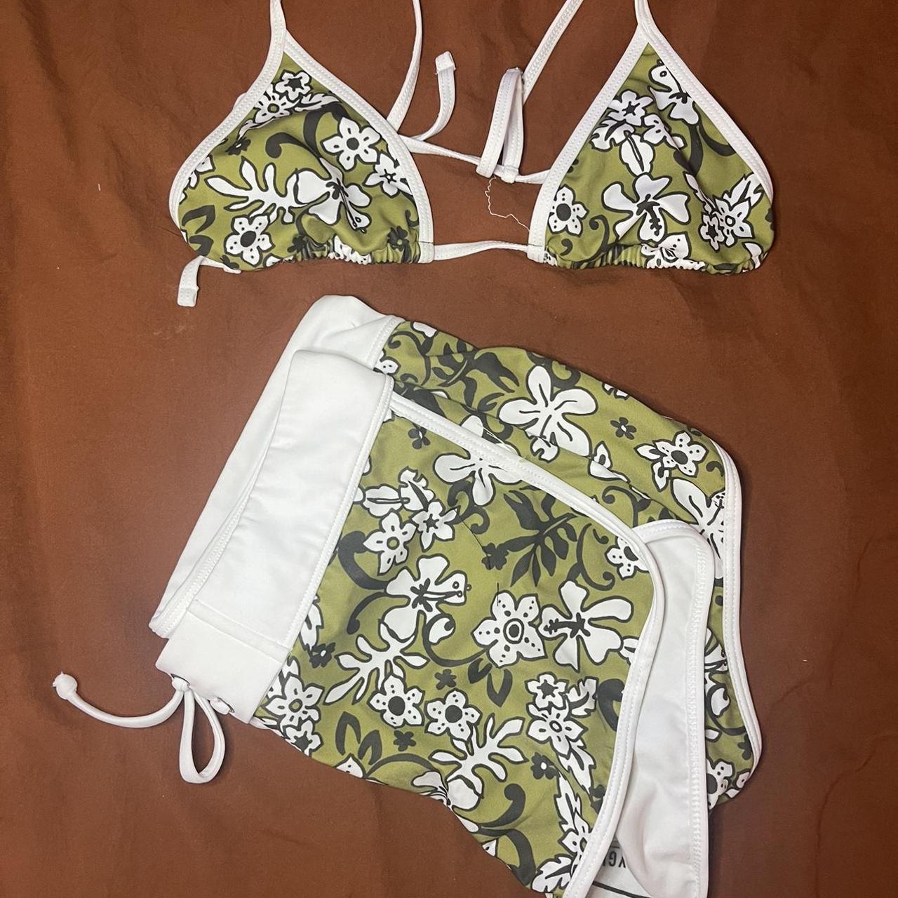PacSun Women's Khaki and Green Bikinisandtankinisets Depop