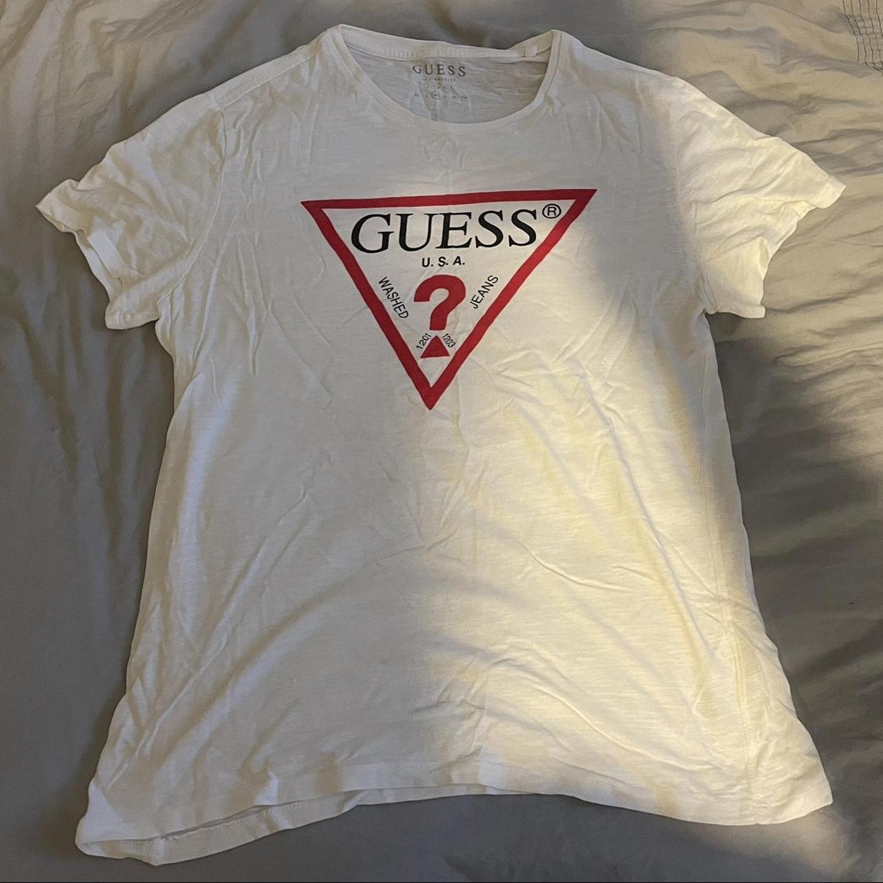 Men’s white Guess t-shirt Size: M (slim fit) Great... - Depop