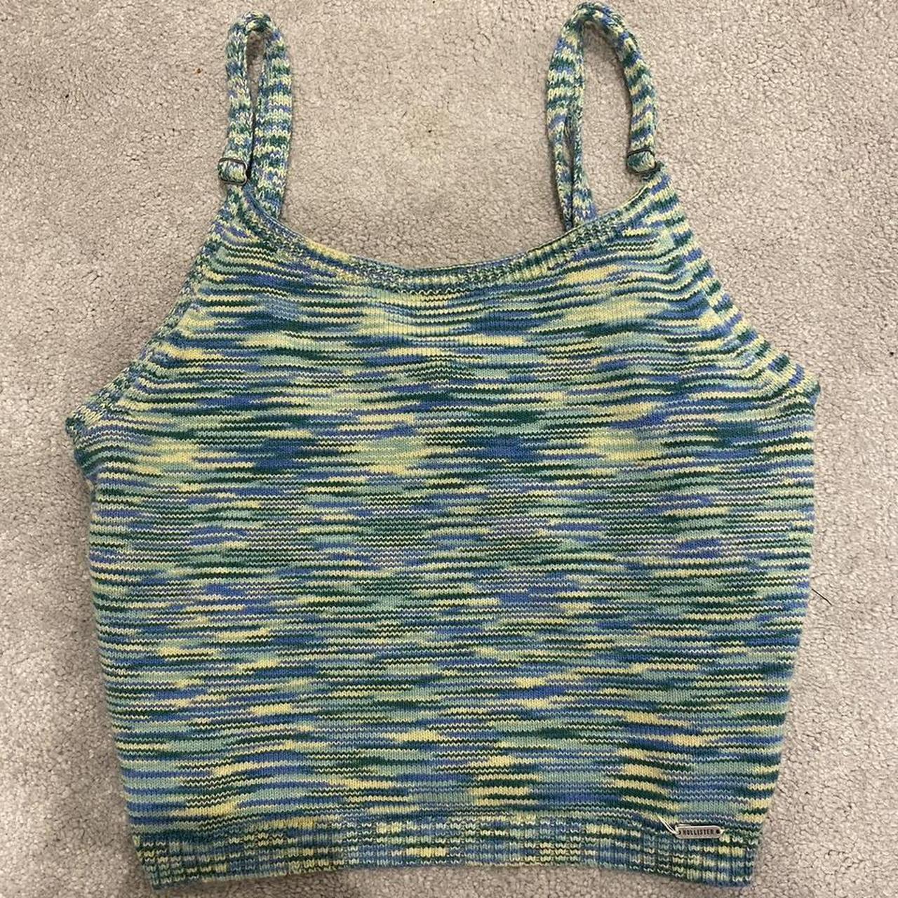 Hollister Co. Women's Blue and Green Crop-top | Depop