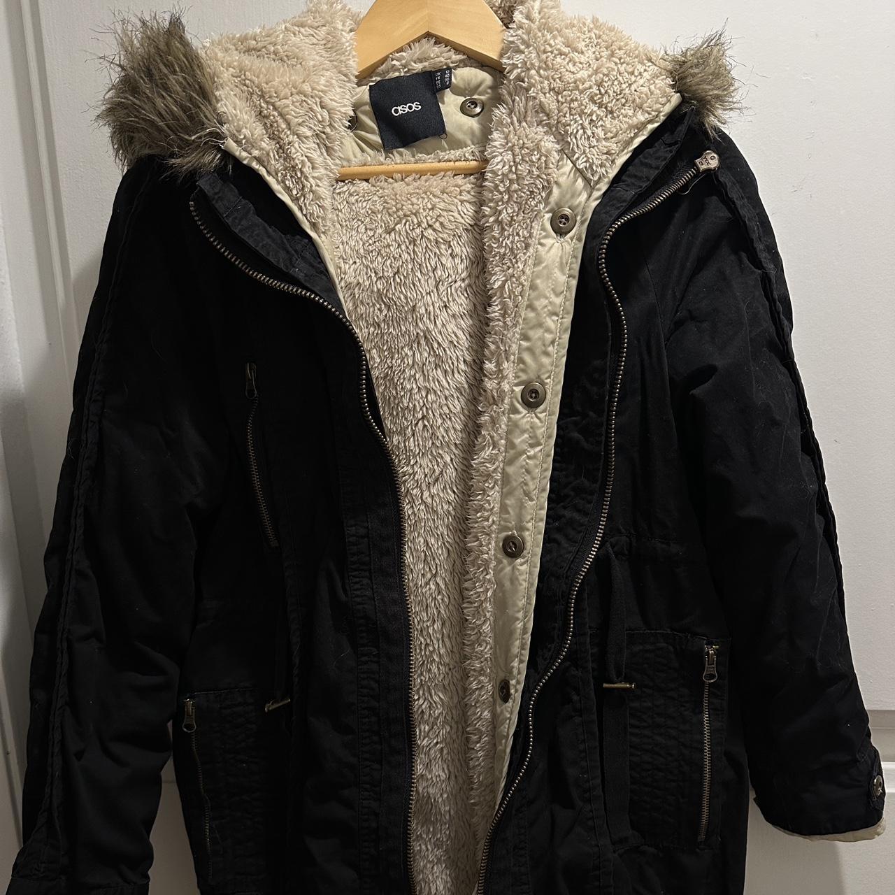 Faux shearling lined outlet soft parka